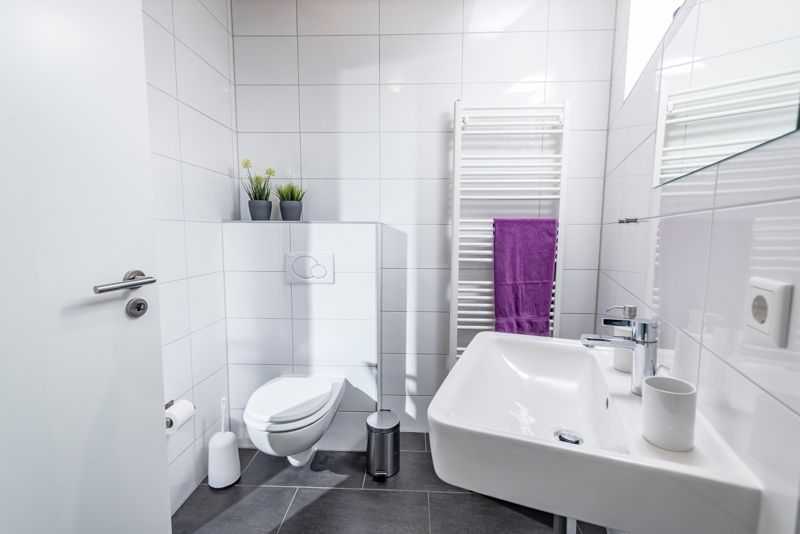 WC und Waschbecken im Duschbad